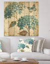 butterfly Blue Garden I - Farmhouse Print on Natural Pine Wood