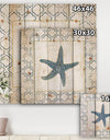 Navy Starfish with Gold - Nautical & Coastal Print on Natural Pine Wood