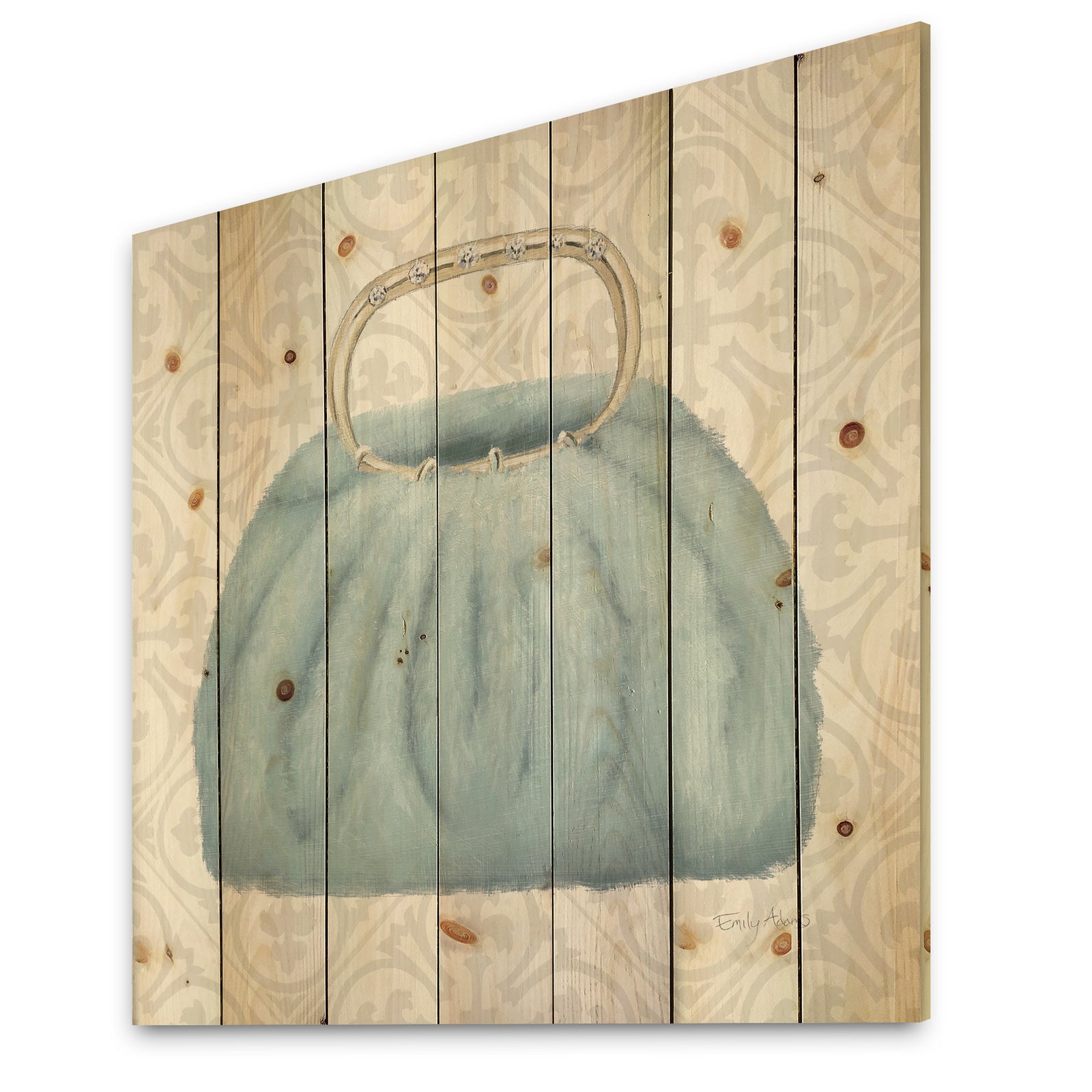 Glam cosmetics Blue Bag - Posh & Luxe Print on Natural Pine Wood