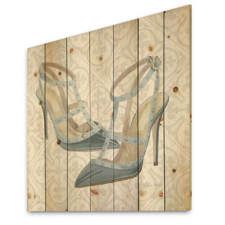 Glam cosmetics Blue Shoes - Posh & Luxe Print on Natural Pine Wood