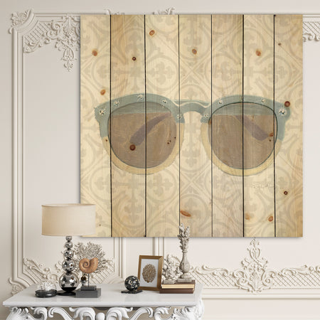Glam cosmetics Blue Sun Glasses - Posh & Luxe Print on Natural Pine Wood