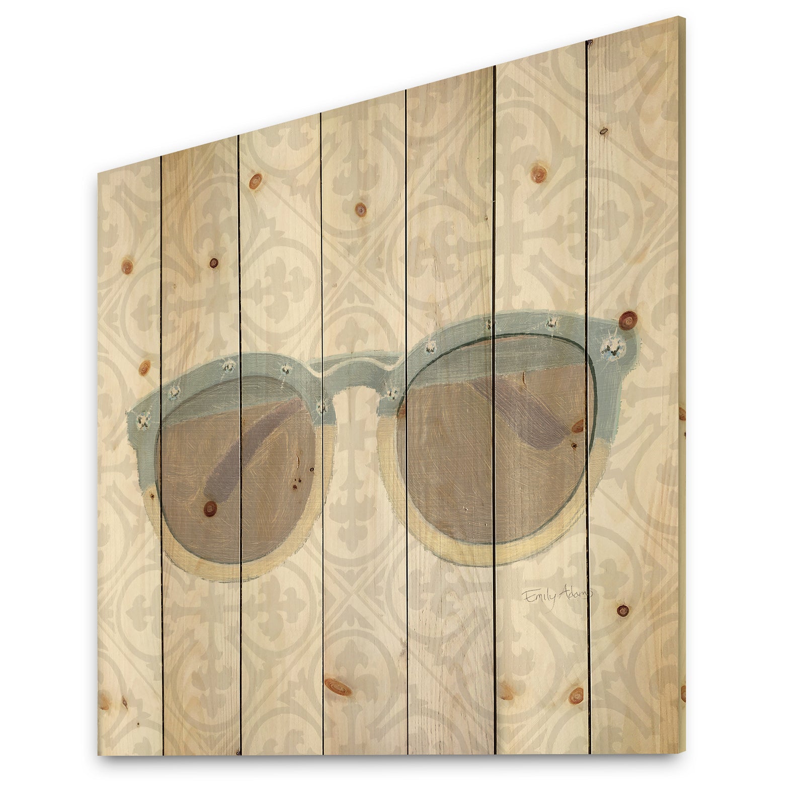 Glam cosmetics Blue Sun Glasses - Posh & Luxe Print on Natural Pine Wood
