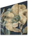 Indigold Watercolor Flower I - Farmhouse Print on Natural Pine Wood