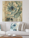 Indigold Watercolor Flower II - Farmhouse Print on Natural Pine Wood