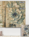 Indigold Watercolor Flower II - Farmhouse Print on Natural Pine Wood