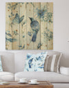 Indigold Watercolor Flower III - Farmhouse Print on Natural Pine Wood