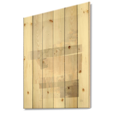 Geometric Neutral Form I - Shabby Chic Print on Natural Pine Wood