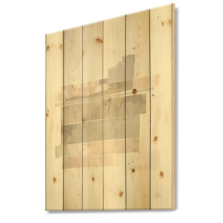 Geometric Neutral Form II - Shabby Chic Print on Natural Pine Wood