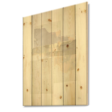 Geometric Neutral Form III - Shabby Chic Print on Natural Pine Wood