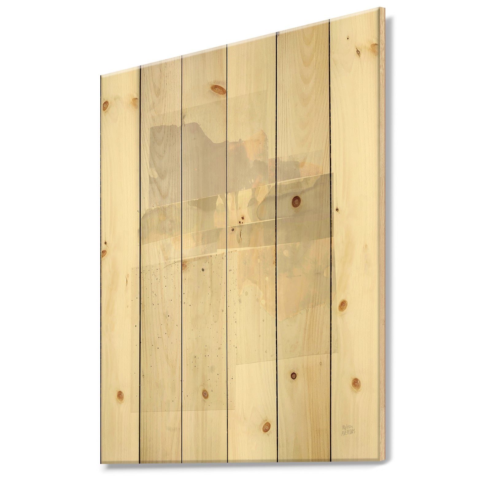 Geometric Neutral Form III - Shabby Chic Print on Natural Pine Wood