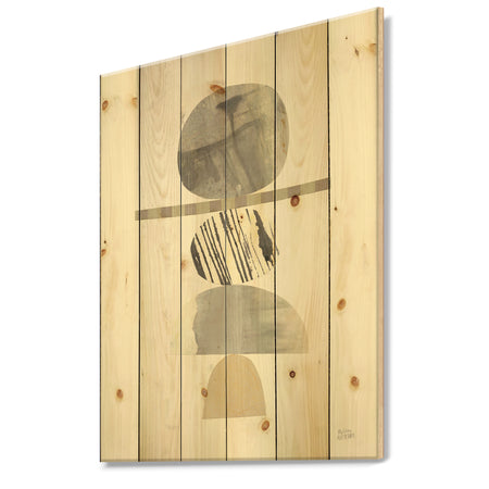 Geometric Balance Neutral I - Shabby Chic Print on Natural Pine Wood
