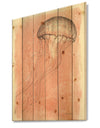 Coastal Sea Life IV jellyfish sketches - Nautical & Coastal Print on Natural Pine Wood