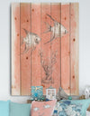 Coastal Sea Life III fish sketches - Nautical & Coastal Print on Natural Pine Wood