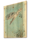 Coastal Sea Life I Turtle sketches - Nautical & Coastal Print on Natural Pine Wood