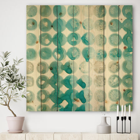 Turquoise Watercolor geometrical II - Modern & Transitional Print on Natural Pine Wood
