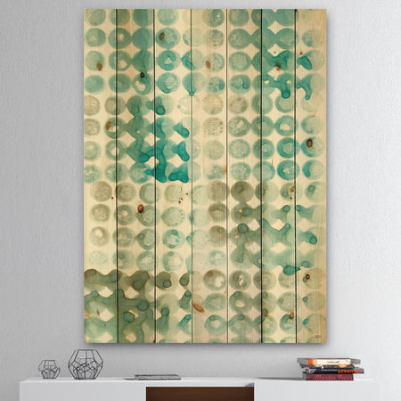 Turquoise Watercolor geometrical V - Modern & Transitional Print on Natural Pine Wood