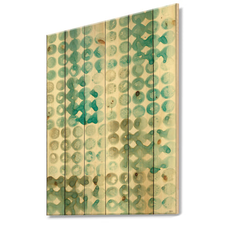 Turquoise Watercolor geometrical V - Modern & Transitional Print on Natural Pine Wood