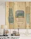 Glam cosmetics Blue accessories - Fashion Print on Natural Pine Wood