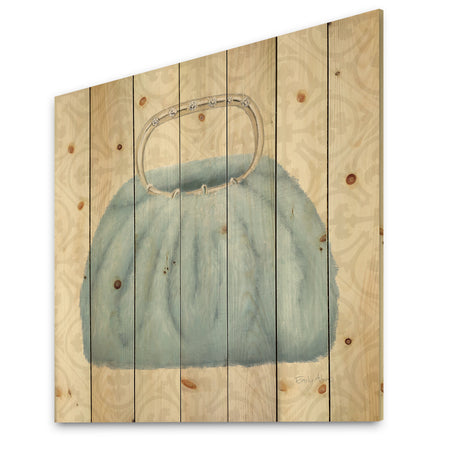 Glam cosmetics Blue Bag - Fashion Print on Natural Pine Wood