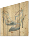 Glam cosmetics Blue Shoes - Fashion Print on Natural Pine Wood