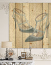 Glam cosmetics Blue Shoes - Fashion Print on Natural Pine Wood