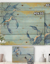 Blue Coastal crab Battle - Nautical & Coastal Print on Natural Pine Wood