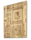 Pink Geometric Form Windows I - Transitional Print on Natural Pine Wood