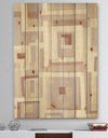 Pink Geometric Form Windows I - Transitional Print on Natural Pine Wood