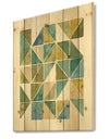 geometric Green Triangle I - Modern & Transitional Print on Natural Pine Wood