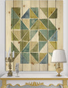 geometric Green Triangle I - Modern & Transitional Print on Natural Pine Wood