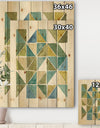 geometric Green Triangle I - Modern & Transitional Print on Natural Pine Wood