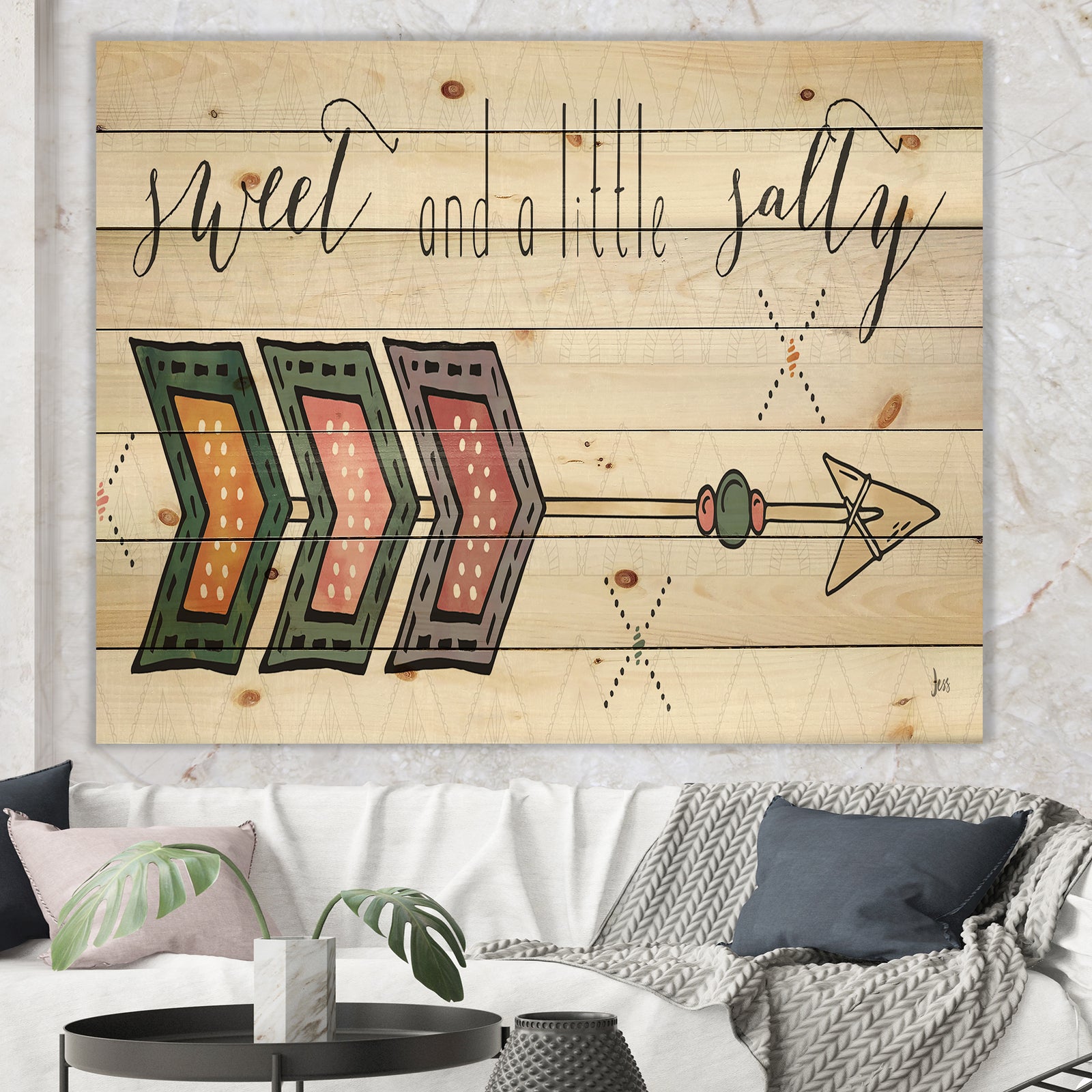 sweet and a little guilty Boho Arrow II - Bohemian & Eclectic Print on Natural Pine Wood
