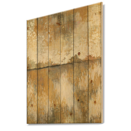 Glam Cream and Brown Curious Sky - Modern Print on Natural Pine Wood