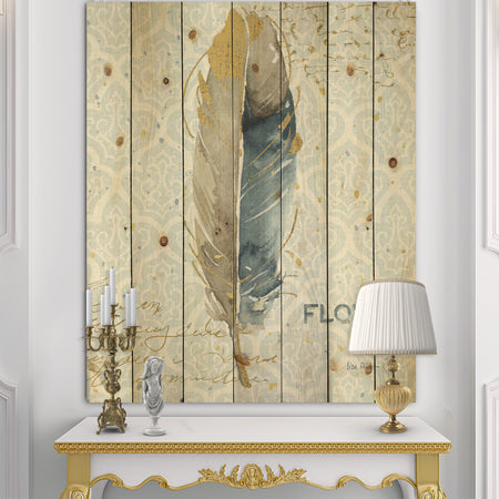 Fields of Gold Watercolor Flower IV - Traditional Print on Natural Pine Wood