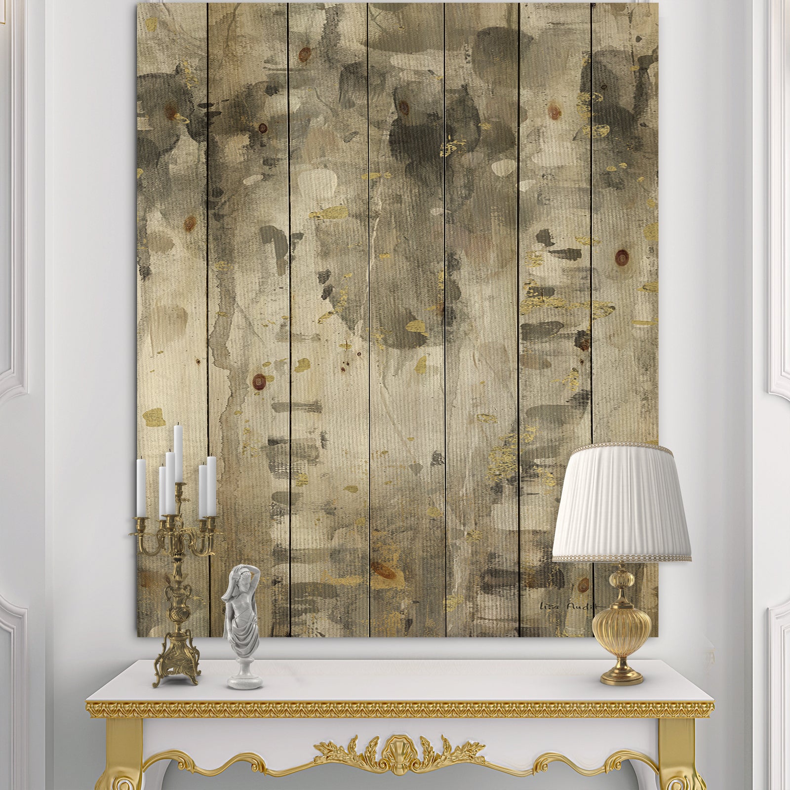 The Modern Grey Forest I - Farmhouse Print on Natural Pine Wood