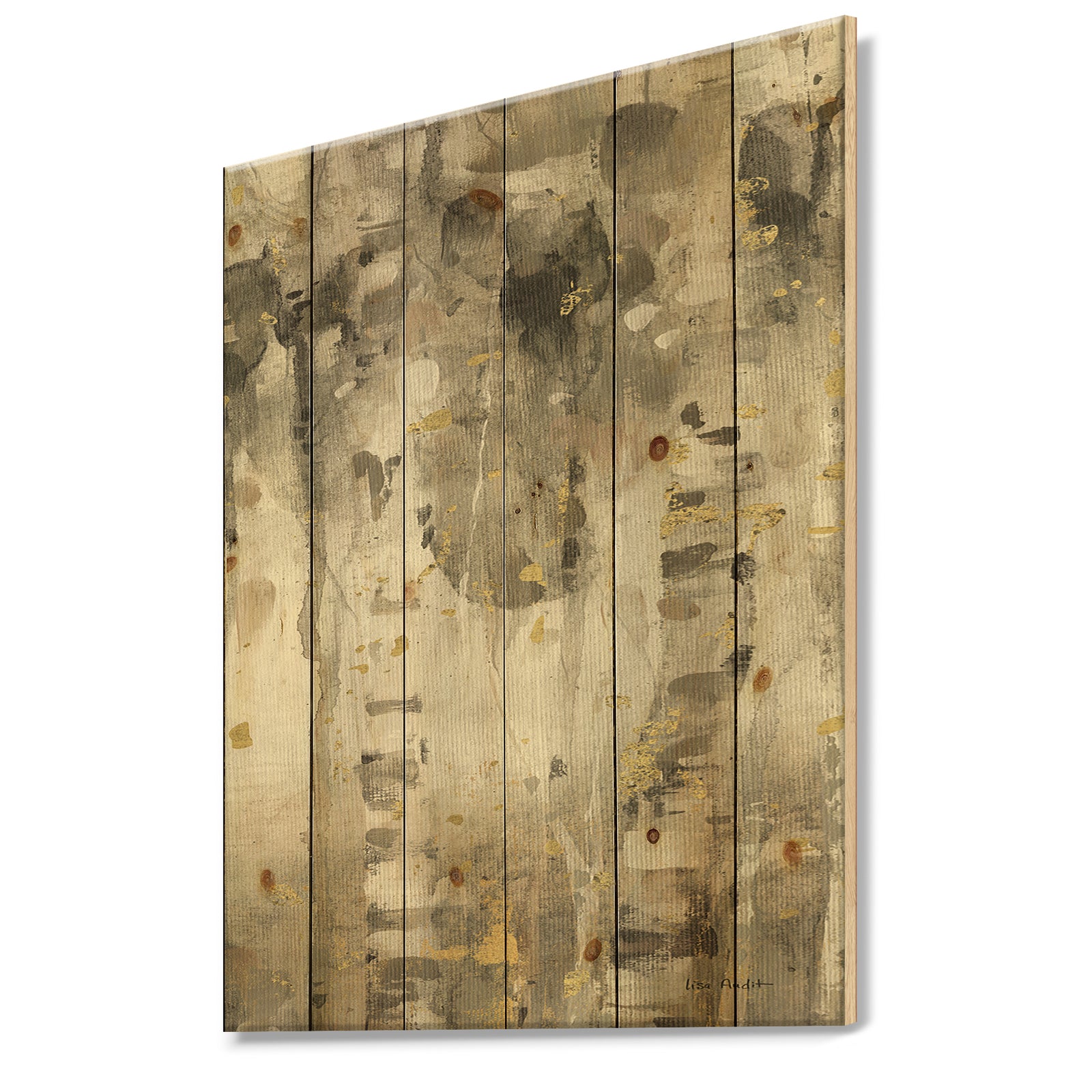 The Modern Grey Forest I - Farmhouse Print on Natural Pine Wood