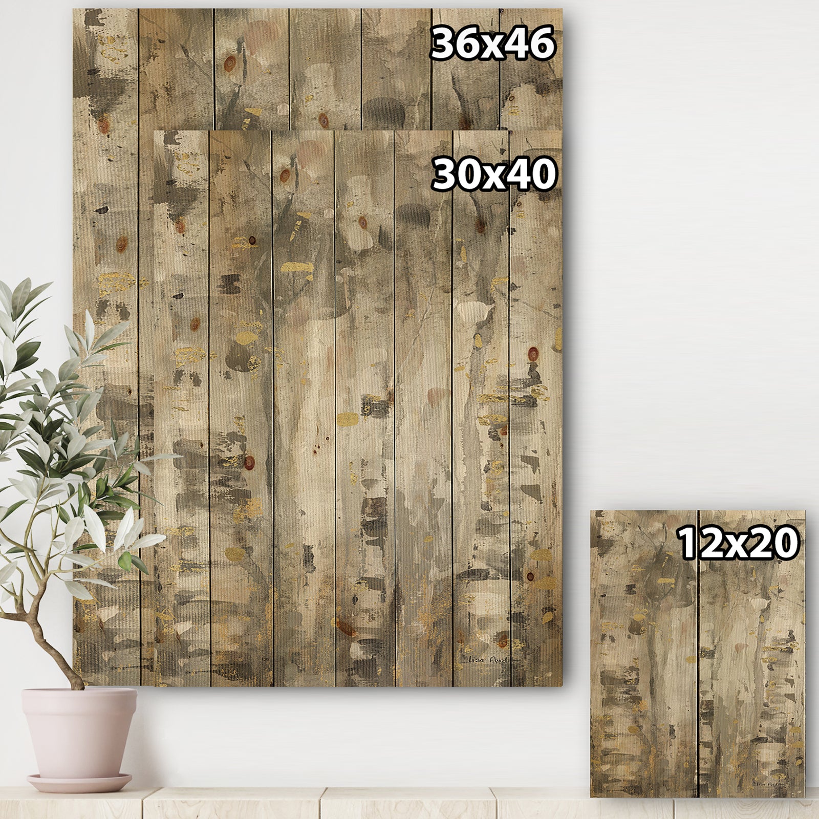The Modern Grey Forest II - Farmhouse Print on Natural Pine Wood