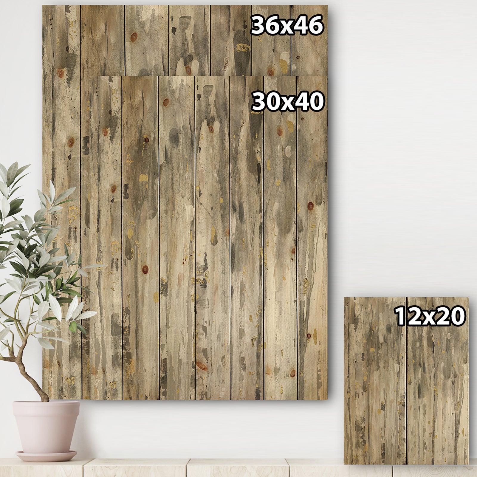 The Modern Grey Forest III - Farmhouse Print on Natural Pine Wood