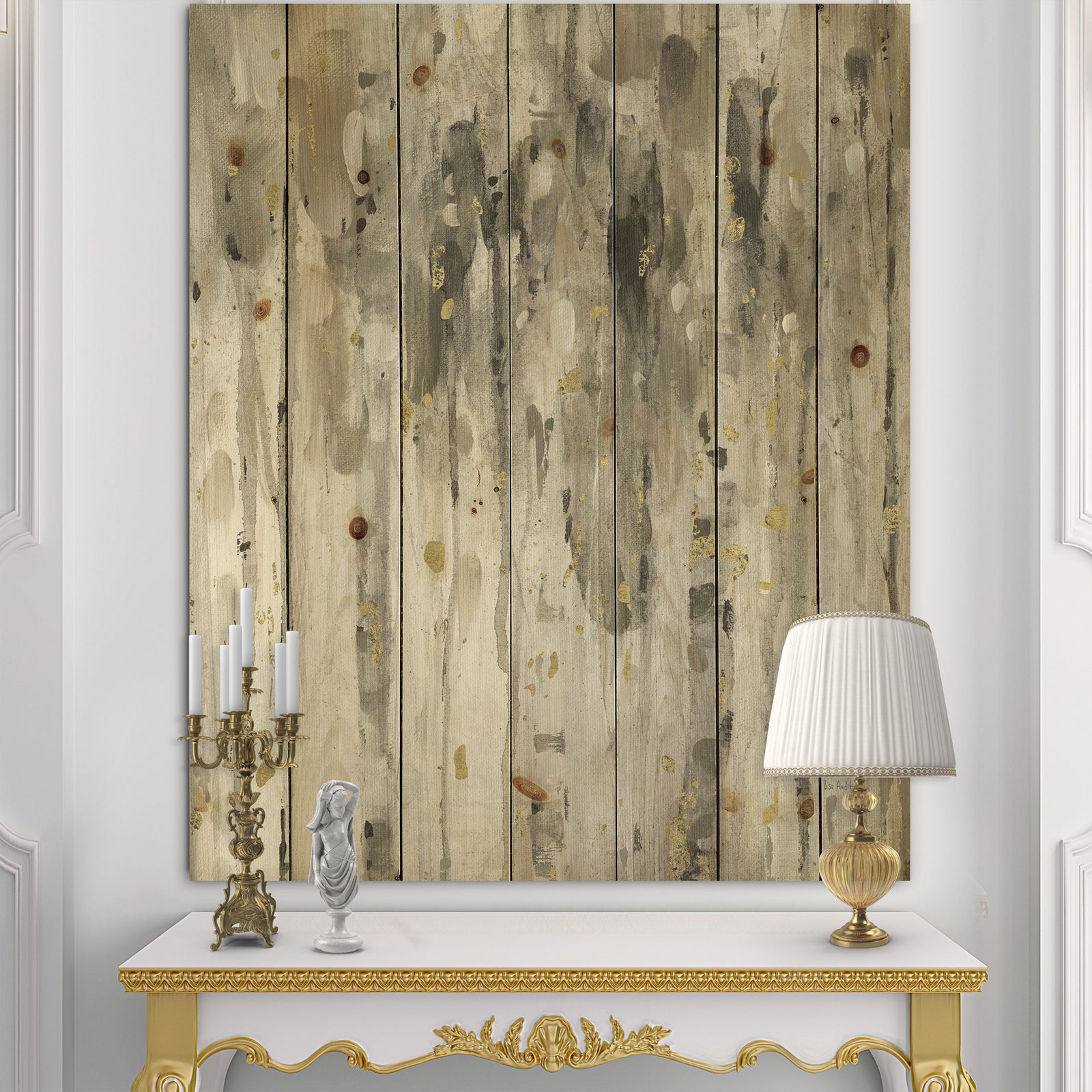 The Modern Grey Forest IV - Farmhouse Print on Natural Pine Wood