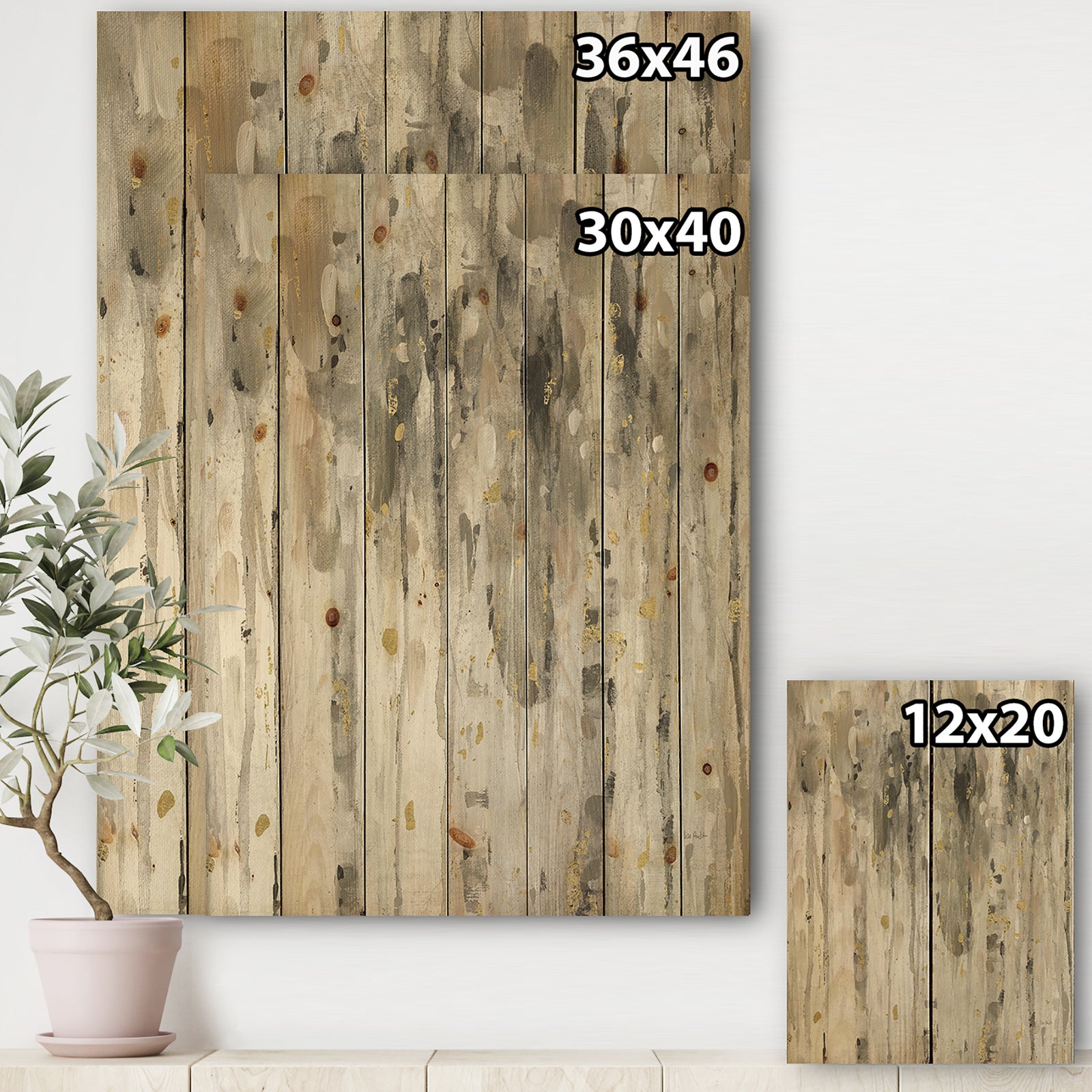 The Modern Grey Forest IV - Farmhouse Print on Natural Pine Wood