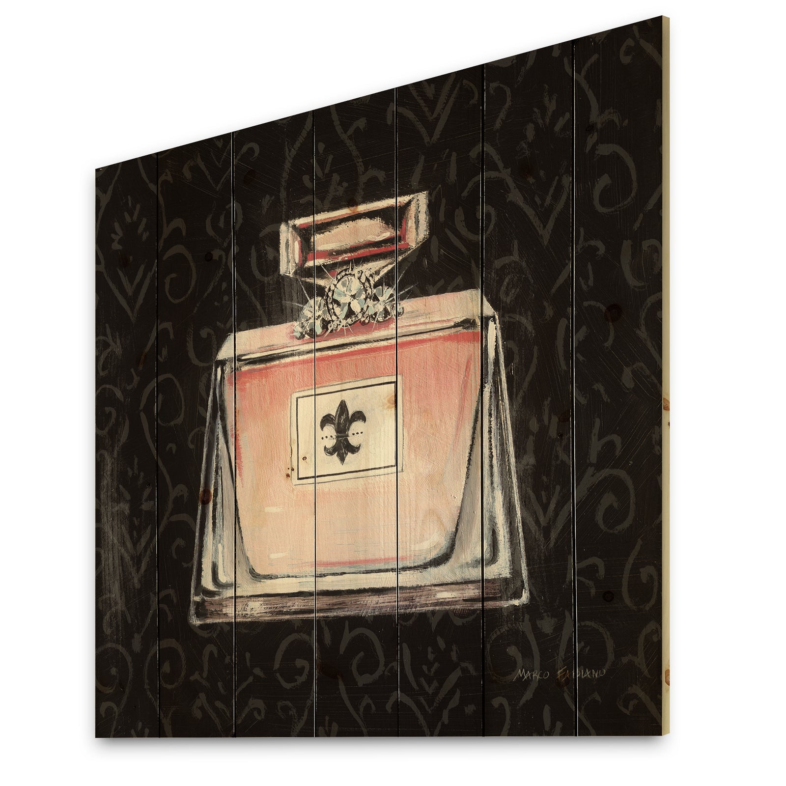 Glam & Fashion Parfum Boudoir I - Posh & Luxe Print on Natural Pine Wood