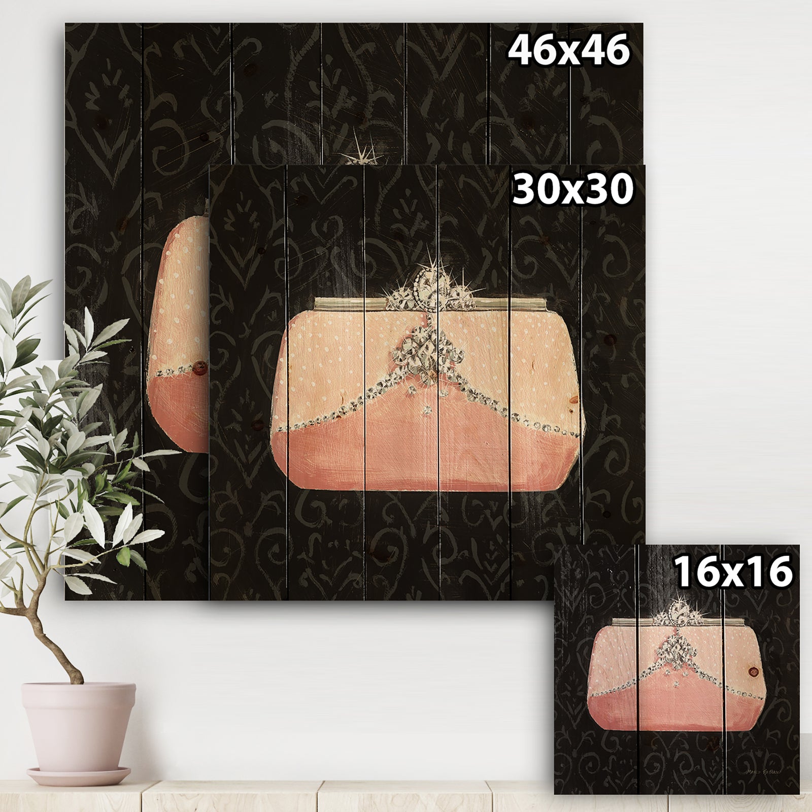 Glam & Fashion Parfum Boudoir II - Posh & Luxe Print on Natural Pine Wood