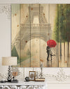 Paris Romance Couples - Romantic French Country Print on Natural Pine Wood