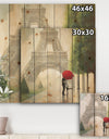 Paris Romance Couples - Romantic French Country Print on Natural Pine Wood