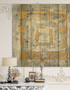 Gold Glam on Grey Tapestry I - Transitional Print on Natural Pine Wood