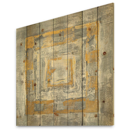 Gold Glam on Grey Tapestry I - Transitional Print on Natural Pine Wood