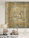 Gold Glam on Grey Tapestry II - Transitional Print on Natural Pine Wood