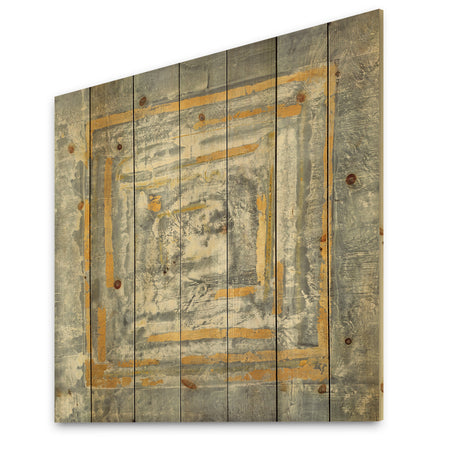 Gold Glam on Grey Tapestry II - Transitional Print on Natural Pine Wood
