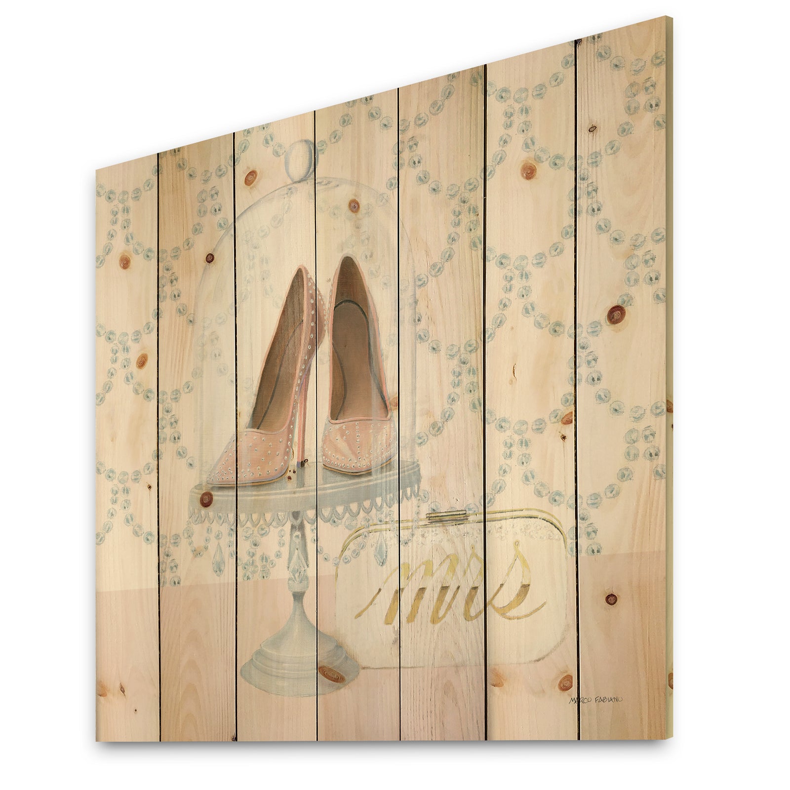 Fashion and Glam Shoes I - Posh & Luxe Print on Natural Pine Wood