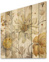 Fields of Gold Watercolor Flower V - Traditional Print on Natural Pine Wood